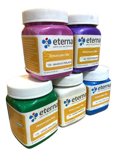 Pintura Para Tela Perlado Eterna 250ml X 5 Colores 1