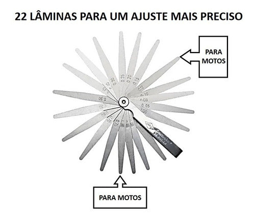 Calibre De Folga 22 Lâminas D/ Regulagem Válvula Motos Carro 2