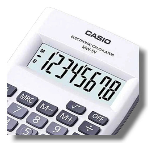 Casio Mw-5v-we Mini Desktop Calculator - 8 Digits, Official Warranty 1