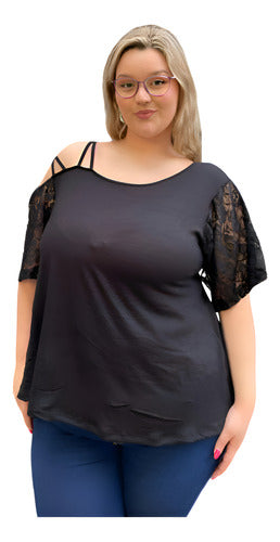 Miropa Blusa Sensual Super Amplia Evase Talles Grandes Y Especiales 0