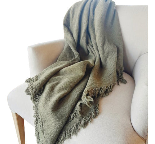 Light Rustic Cotton Blanket for Winter, Sofa or Bed End Decor 0