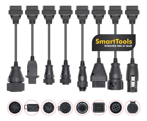 Kit 8 Cables Adaptadores Obd2 Para Camion Delphi / Launch 1