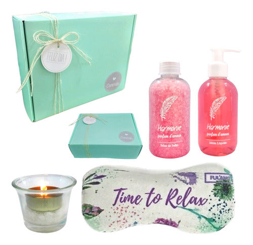 Luxurious Aromatherapy Gift Box with Rose Scent - Perfect for a Relaxing Zen Experience - Set Aroma Caja Regalo Box Rosas Kit Relax Zen N44 Feliz Día