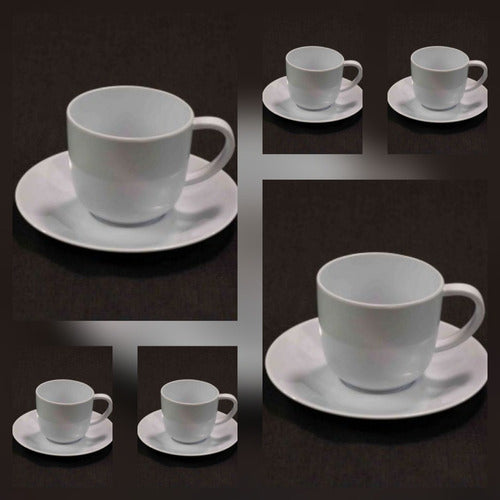 Plastic Ware Set of 6 White Melamine Cups with Saucers 2