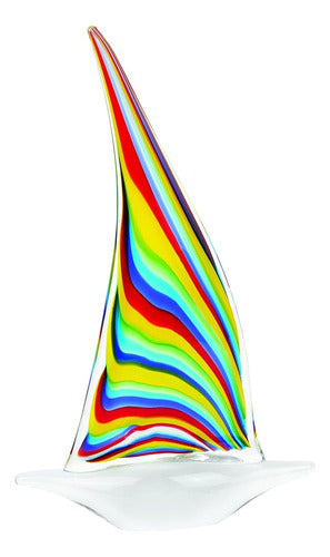 Badash Murano-style Art Glass Rainbow Sailboat Figurine - 13 0