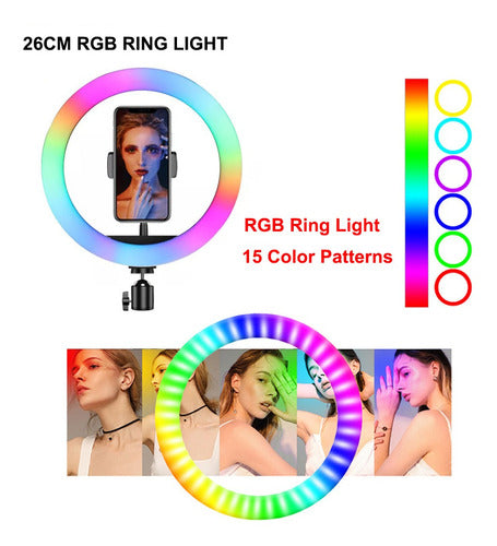 Profesional rgb Aro Anillo Luz Led Rgb Multi Color Con Tripode 6