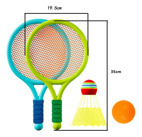 Conjunto De Raquetes De Tênis E Badminton Em Azul E Verde 1