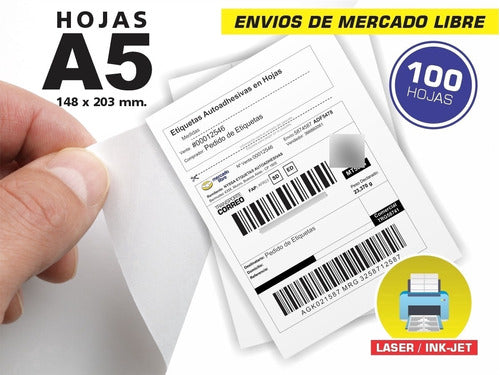 Etiquetas Autoadhesivas A5 Para Envios De Mercado Libre 0