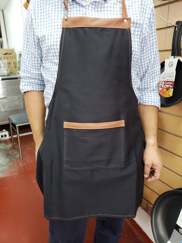 Noble Diseño Kitchen Apron Jean or Gabardine Fabric 8oz and Eco-Leather 4