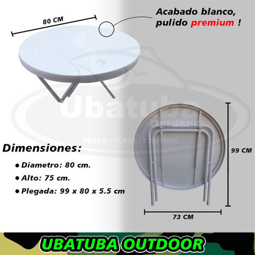 Round Folding Outdoor Table 80 cm for Garden, Beach, and Camping 2