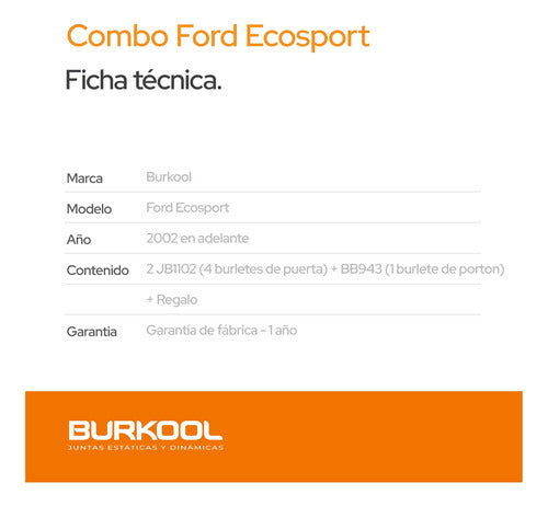 Front and Rear Door Seals Kit for Ford Ecosport with Bonus Trunk Seal - Juego De Burletes Delanteros Y Traseros Ford Ecosport + Baul
