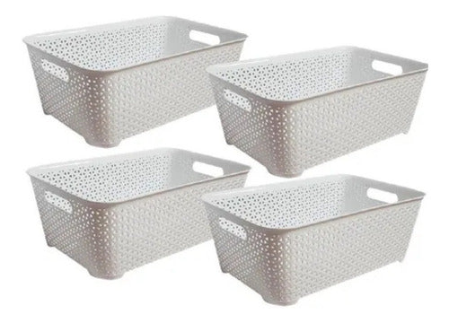 Colombraro Large Rectangular Rattan Basket Pack of 4 0