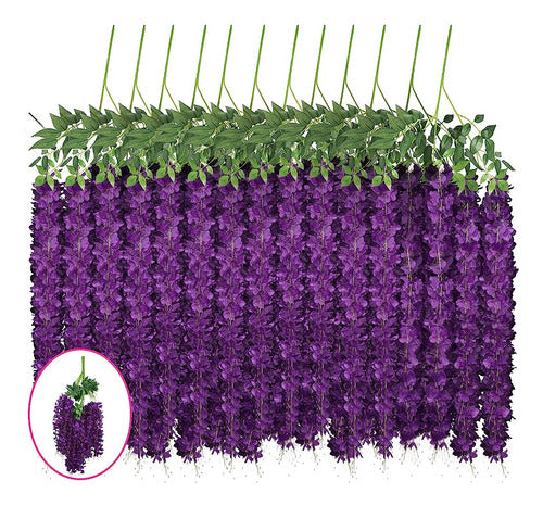 Syhood 12 Pieces Wisteria Artificial Flowers 3.6 Feet Wisteria 0