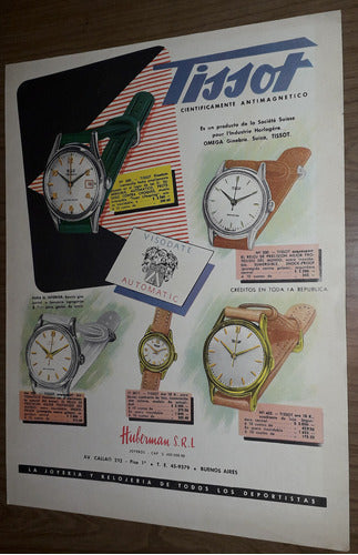 P455 Clipping Antigua Publicidad Relojes Tissot Año 1958 1