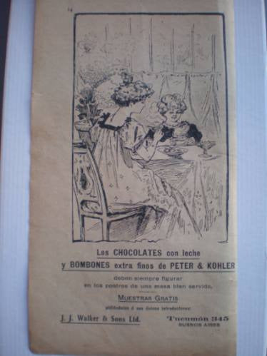 Antigua  Publicida Año 1906 De Chocolates Peter & Kohler 0