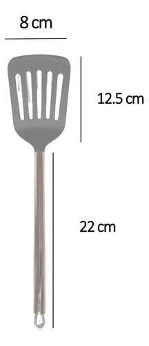 Slotted Nylon Black Spatula with Golden Steel Handle for Kitchen 1