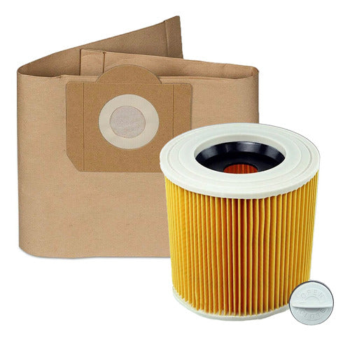 Combo of 5 Bags + Air Filter for Karcher Nt20/1 Vacuum Cleaner 0