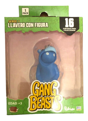 PMI Gang Beast Keychain with Figure 6cm Blue Bear GB8010 0