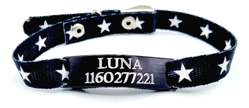 Medallas para perros Chapita Gato Pasador Negro + Collar 1 Cm Estampado Star 0