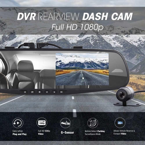 Lmimportaciones Dual Car Rearview Camera DVR 170º 4.3 HD 1080P 1