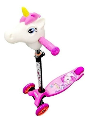 Unicorn Kids Scooter 4-Wheel Pink Adjustable Height Metal PVC Structure 55/60 Kg Capacity 1
