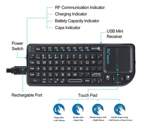 Rii Mini Wireless Keyboard with 2.4 GHz and Touchpad 1