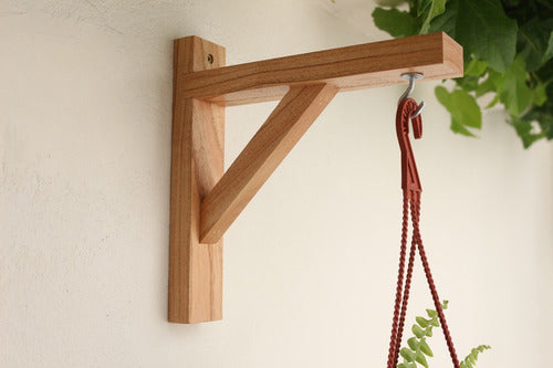 Rustic Hanging Wooden Plant Pot Shelf Bracket 1