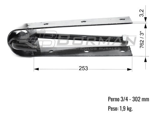 BORMAN SRL Par Bisagra Para Tranquera N° 1 A, Perno 3/4- 302mm (2un) 1