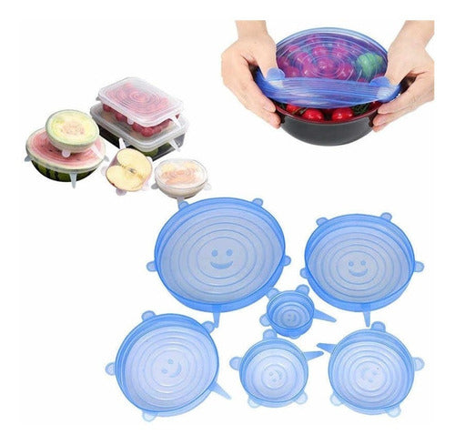 Set of 6 Silicone Lids for Fruits, Vegetables, and Jars 2
