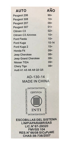 Iael Escobilla Trasera 14' Adaptable Homologada P/Citroen C3 2002 3