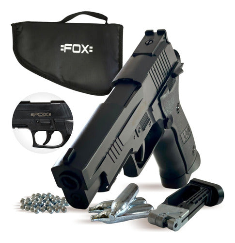 Fox Pistola Quality Co2 Funda Balines Garrafas 0