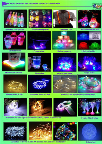 200  Vasos Trago Largo Luminosos 3 Led C/u .. 6