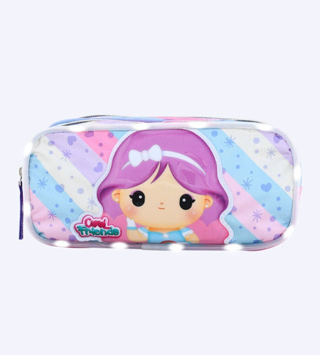 Double Zipper Pencil Case Cool Friends with LED Light by Footy 4