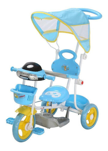 Triciclo Infantil 2 Em 1 Importway Toldo Luzes Música Azul 0