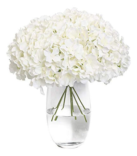 Tifuly Hortensia Flor De Seda Blanca 12 Cabezas Cabeza De Flor 0