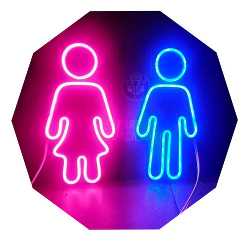 Carteles Neón Led - Pareja Baños - Luminoso 0