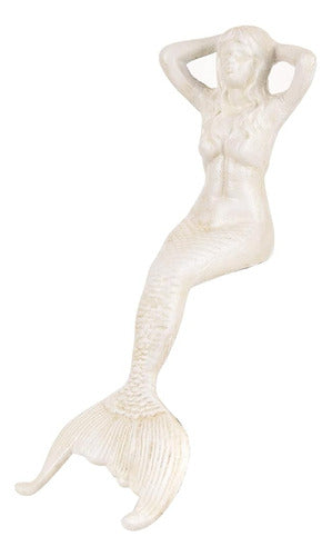 Sungmor Large Cast Iron Sitting Mermaid Statue 0