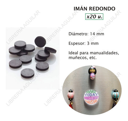 20 Black Ceramic Round Magnets 14x3mm 1