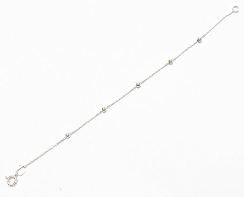 925 Silver Beaded Anklet 1