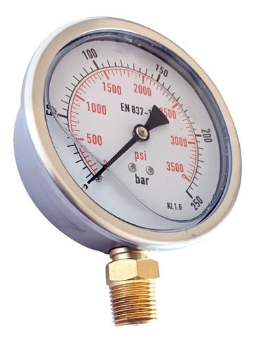 JMG Hidráulica Manometer with Glycerin 0-250 Bar Bottom Connection 63mm 1/4 NPT 3