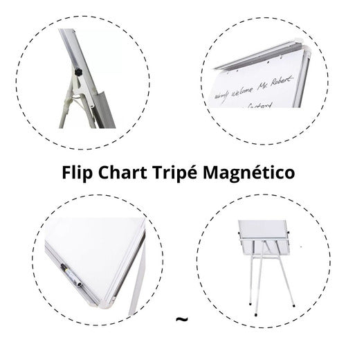 Flip Chart + Kit Canetão Apagador Sulfite Liquido De Limpeza 4