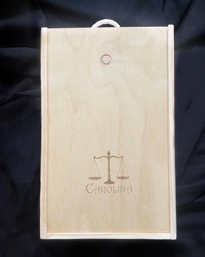 Caja Madera Doble Vino Con Copa Grabada Laser Personalizada 6