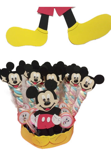 Paletas Brochettes Mickey Mouse Minnie Soporte Regalo X 10 0