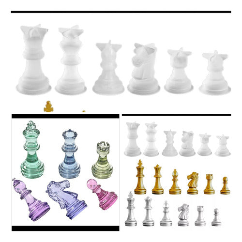 AIUARTESANAS Mold Silicone Set 6 Pieces Chess 3D Individual Resin 1