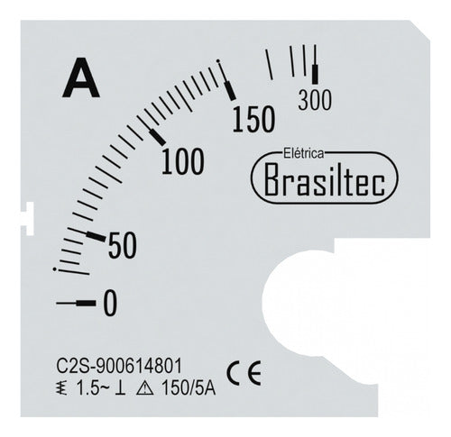 Kit C/ 2 Escala 150/5 Para Amperimetro Brasiltec 72mm 0