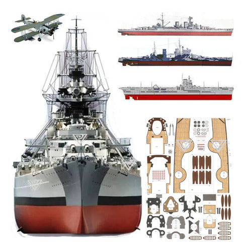 PAPERCRAFT Bismarck + 3 Ships (Read) / Pdf Papercraft (Shipping by Mail) 0