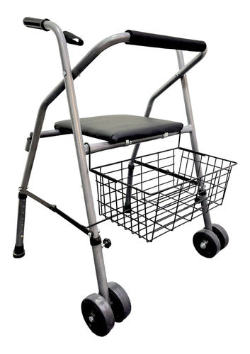 Romano Adjustable Folding Walker with Seat and Wheels 0