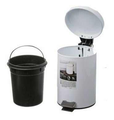 Just Home Collection Basurero 3 L De Metal Blanco Con Pedal 3