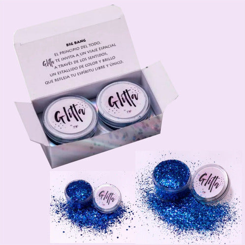 Glitta Set Duo Glitta Saturn Bing Bang Particula Gruesa Fina Azul 0