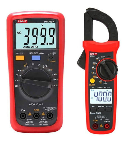 Uni-T Combo Multimeter UT136C+ Plus + Clamp Meter UT202+ 0